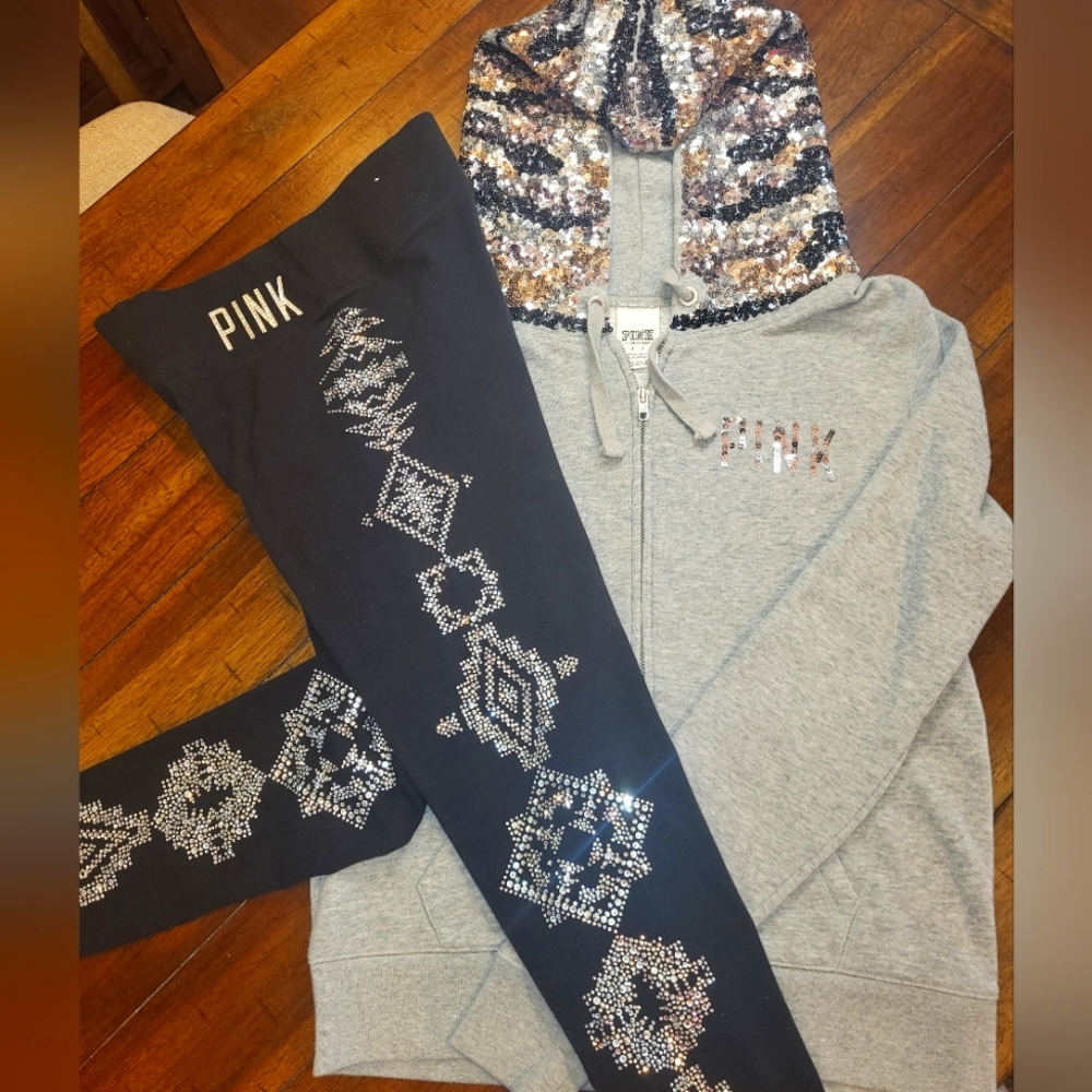 VICTORIA'S SECRET PINK BLING HOODIE SET